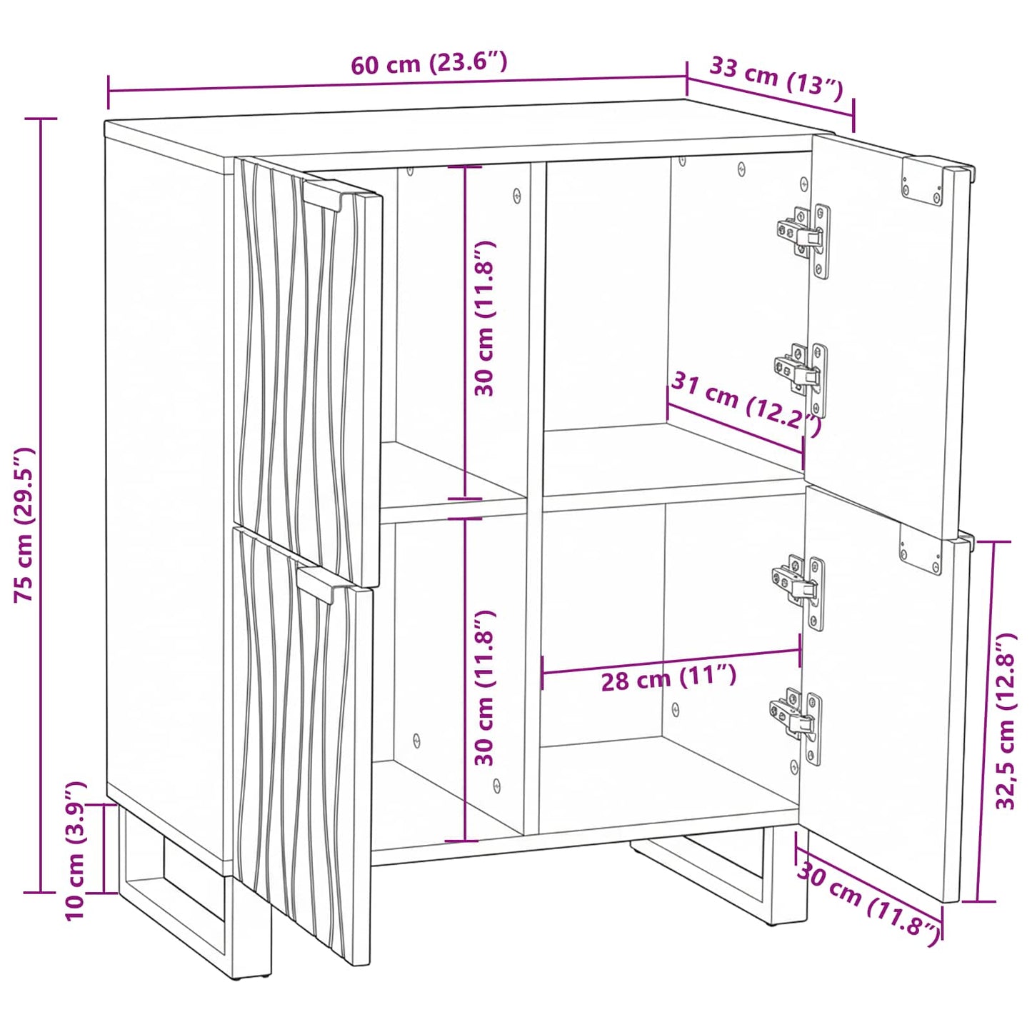 Medienlagerungsschränke & Regale Braun 60 x 33.5 x 75 cm