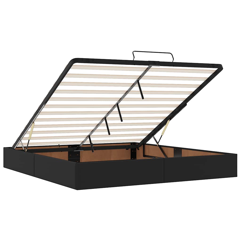 Ottoman-Bett mit Matratzen & LEDs Schwarz 200x200 cm Kunstleder