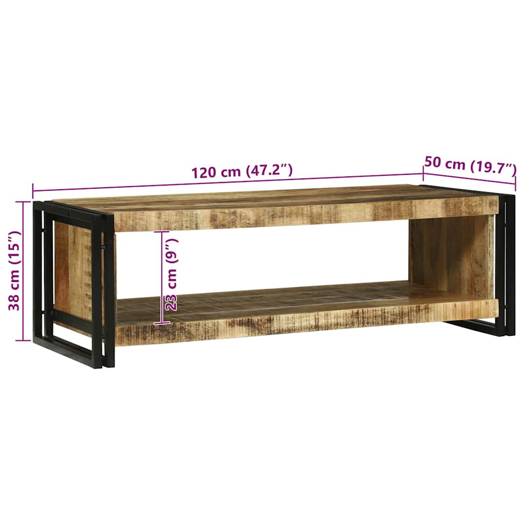 Couchtisch Braun 120 x 50 x 38 cm Massivholz Mango