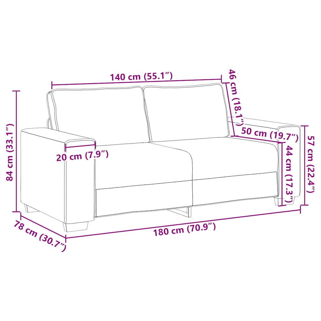 2-Sitzer-Sofa Schwarz 180x78x84 cm Samt