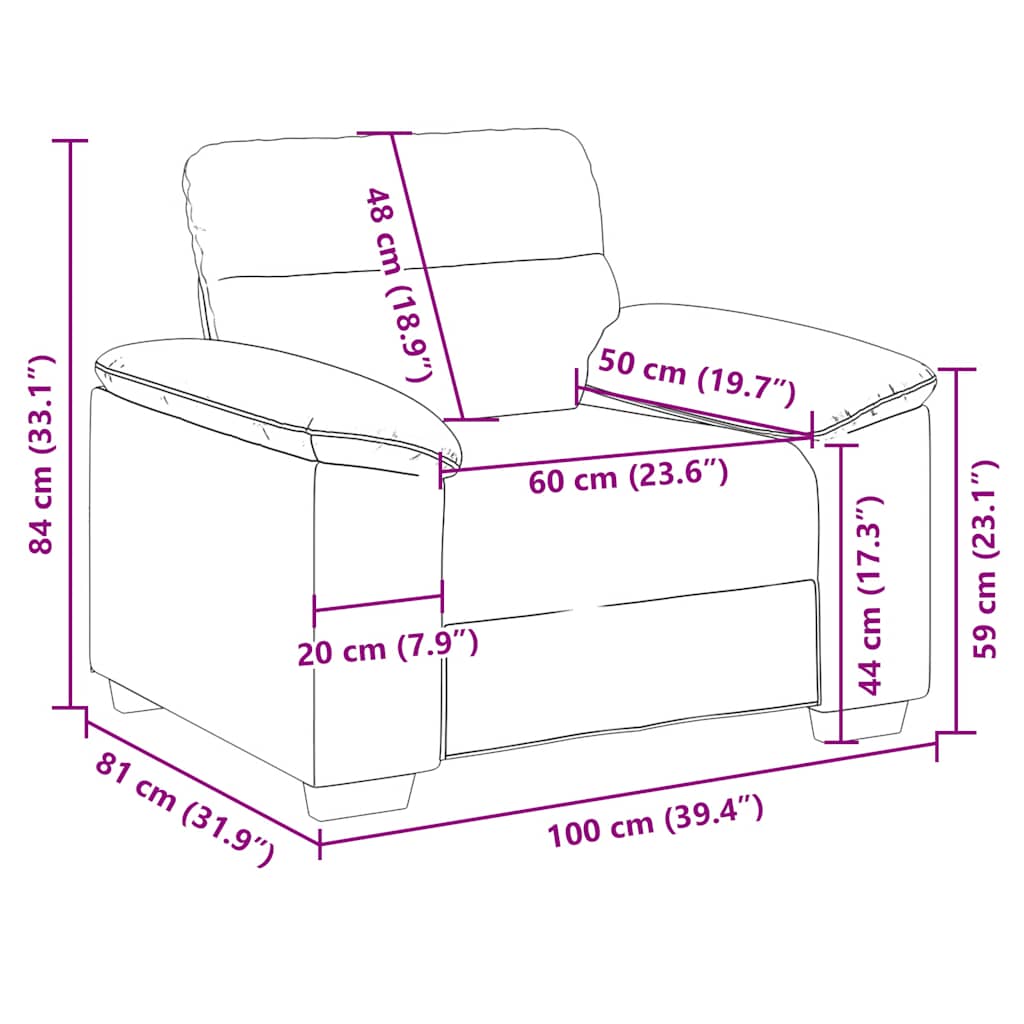 Sessel Creme 100x81x84 cm Kunstleder