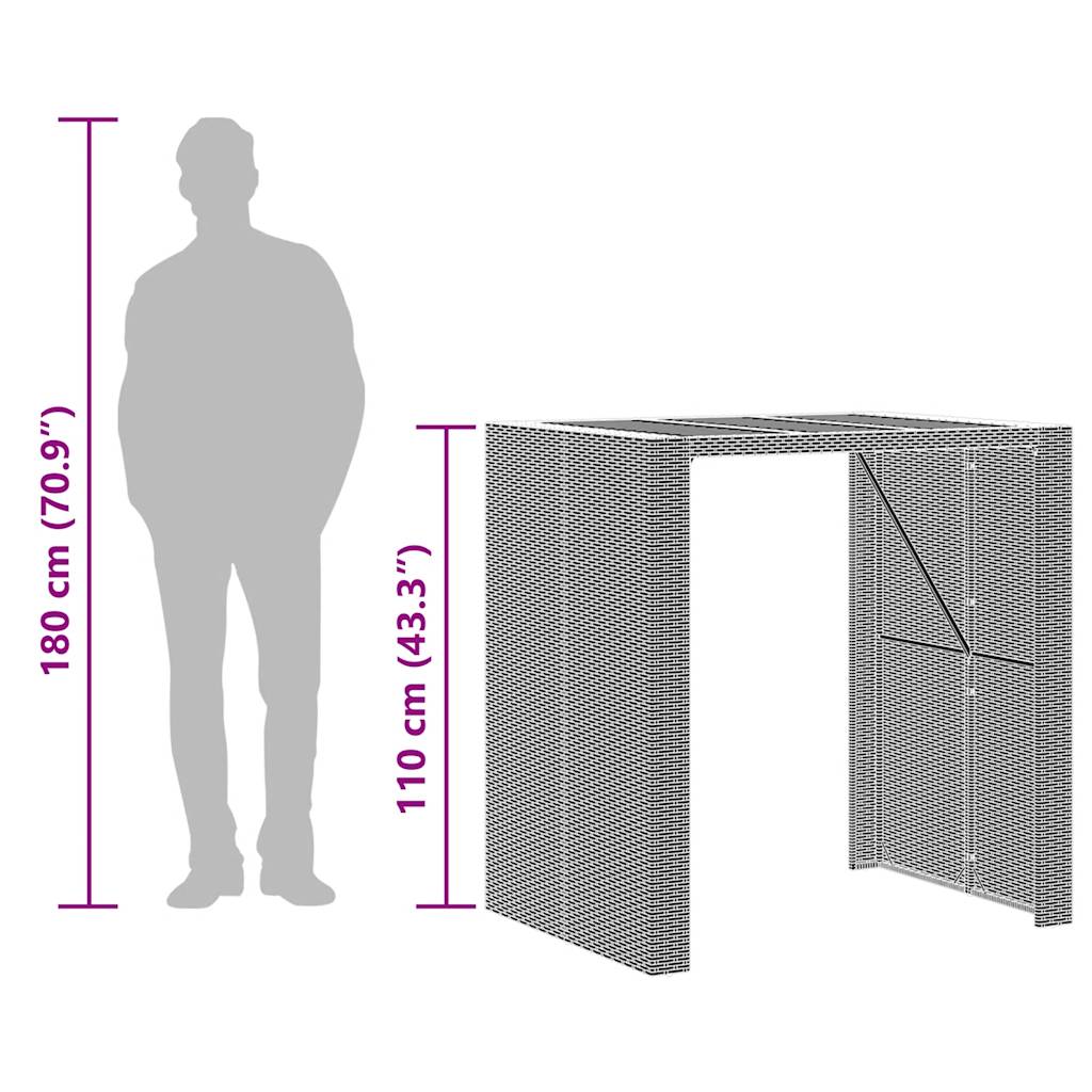 5-tlg. Gartenbar-Set ohne Kissen Grau Poly Rattan Akazie