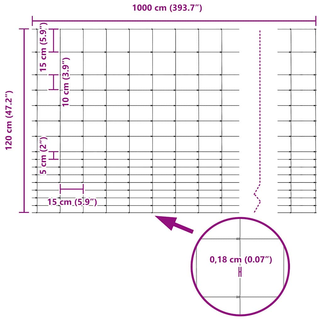 Wildzaun Feuerverzinkt 1000 x 120 x 0.18 cm Eisen