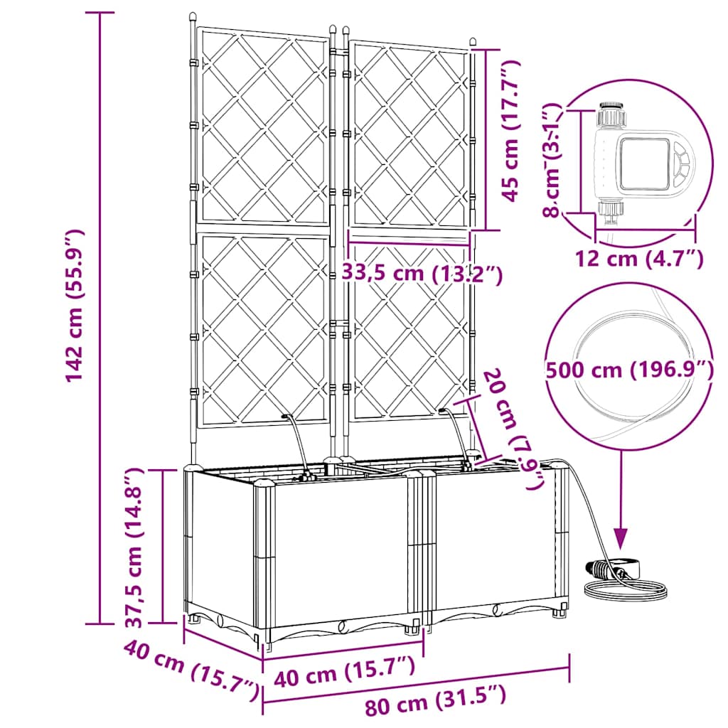 Garten-Pflanzgefäß 2 pcs Schwarz Stahl