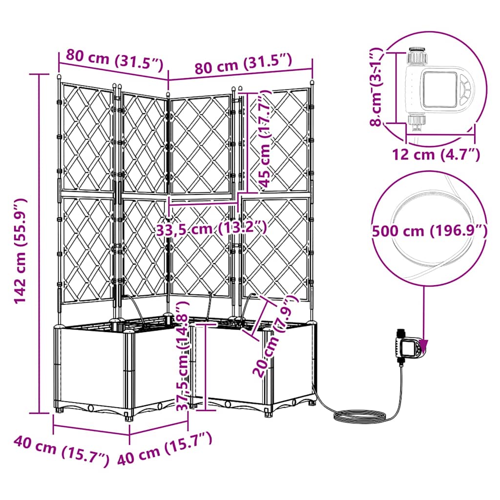 Garten-Pflanzgefäß 3 pcs Weiß Stahl