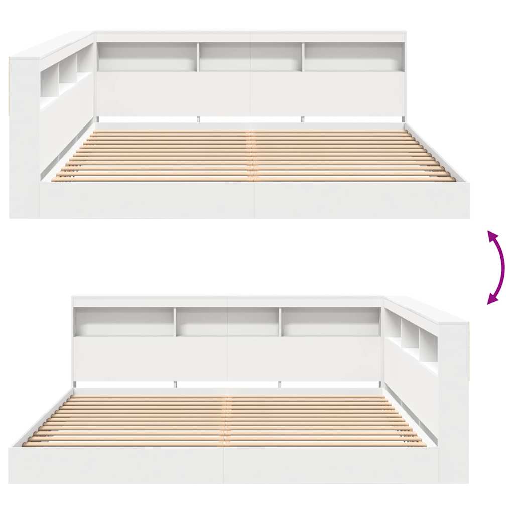 Bücherregal-Bett mit Kopfteil Weiß 180 x 200 cm Holzwerkstoff