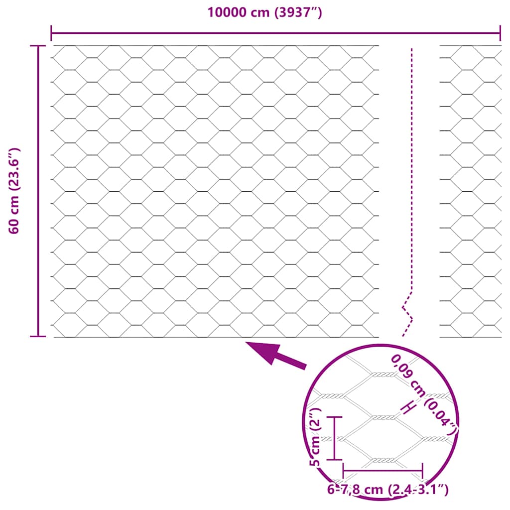 Hexagonzaun Grün 0,6 x 100 m PVC