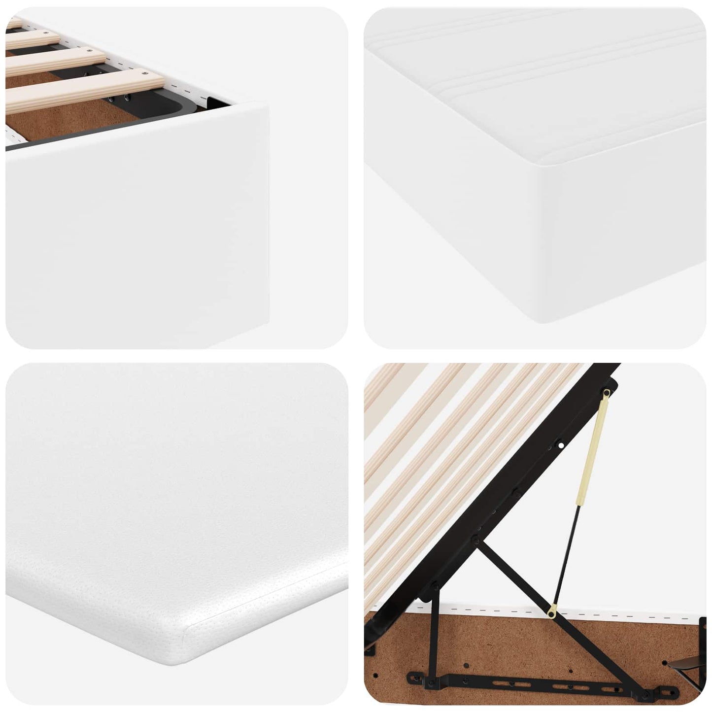 Aufbewahrungsbett mit Matratze Weiß 120 x 200 cm Kunstleder