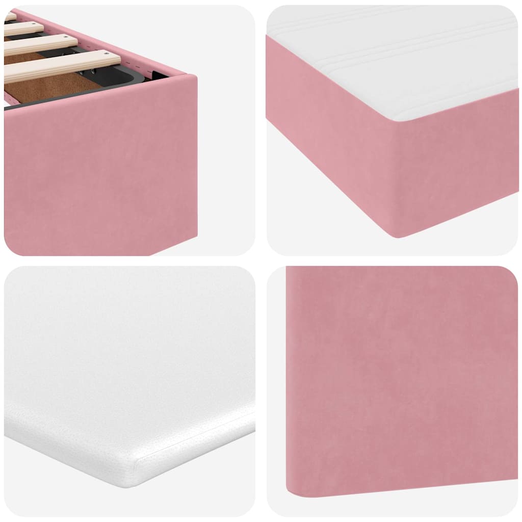Aufbewahrungsbett mit Matratze Rosa 200 x 200 cm Samt
