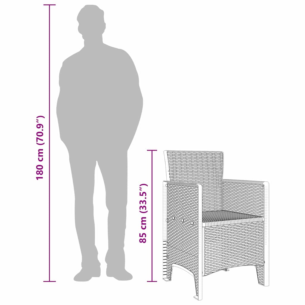 Gartenstuhl mit Kissen 2 pcs Weiß 53 x 49 x 85 cm Polypropylen