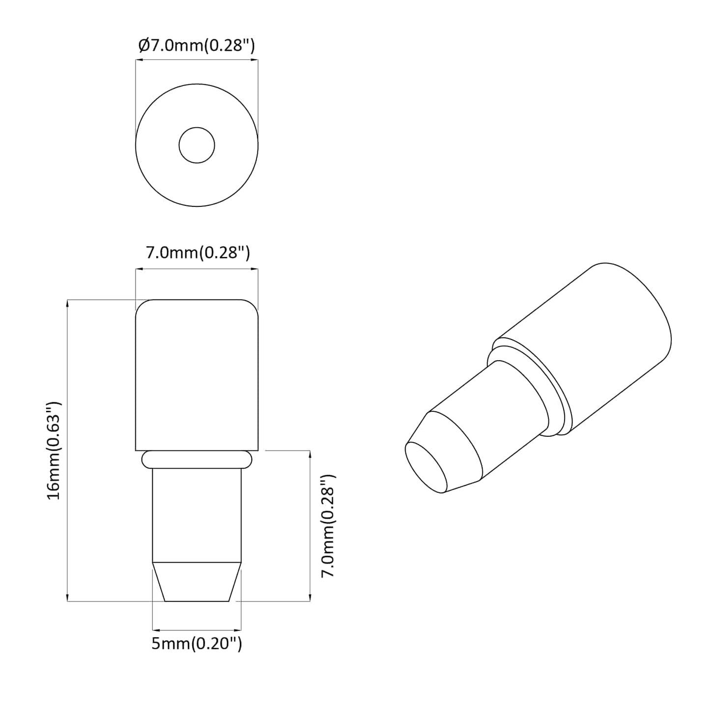 Regalstecker 2 pcs Silber 7 x 16 mm Eisen