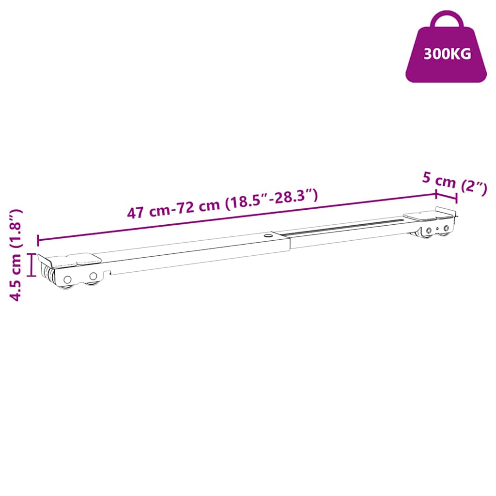 Waschmaschinensockel 2 pcs Schwarz 72 x 5 x 4,5 cm Edelstahl