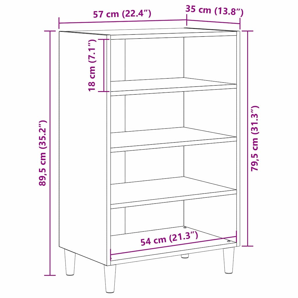 Sideboard Altholz 57 x 35 x 89,5 cm Holzwerkstoff