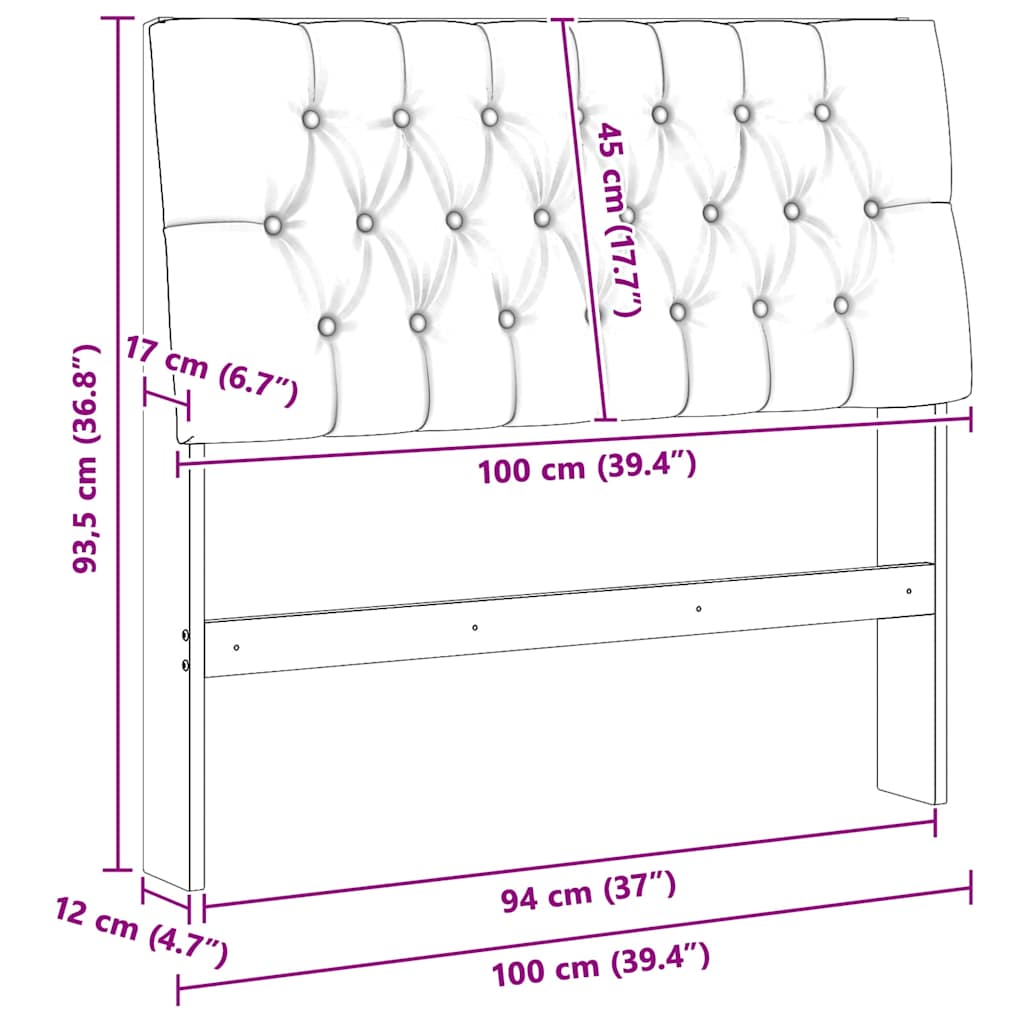 Gepolstertes Kopfteil Taupe 100 cm Massives Kiefernholz