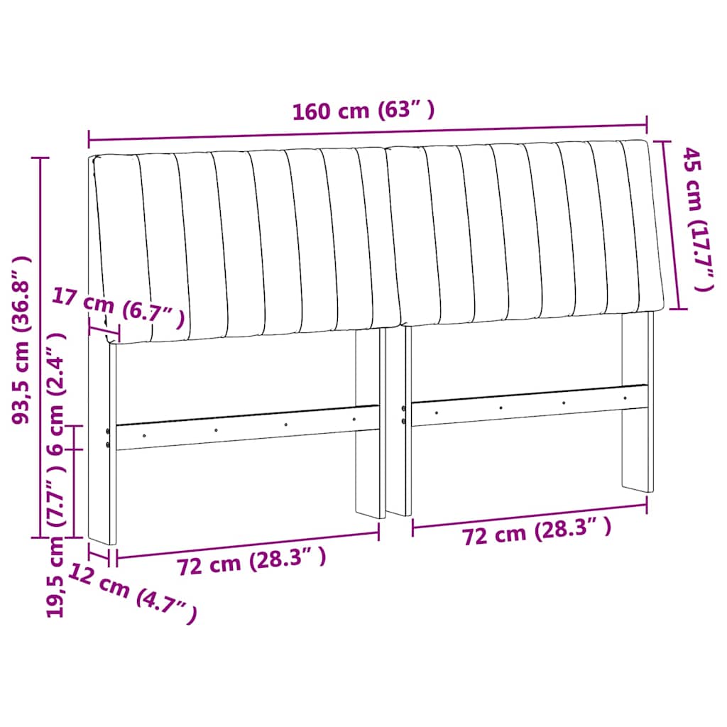 Gepolstertes Kopfteil Dunkelgrau 160 cm Massives Kiefernholz