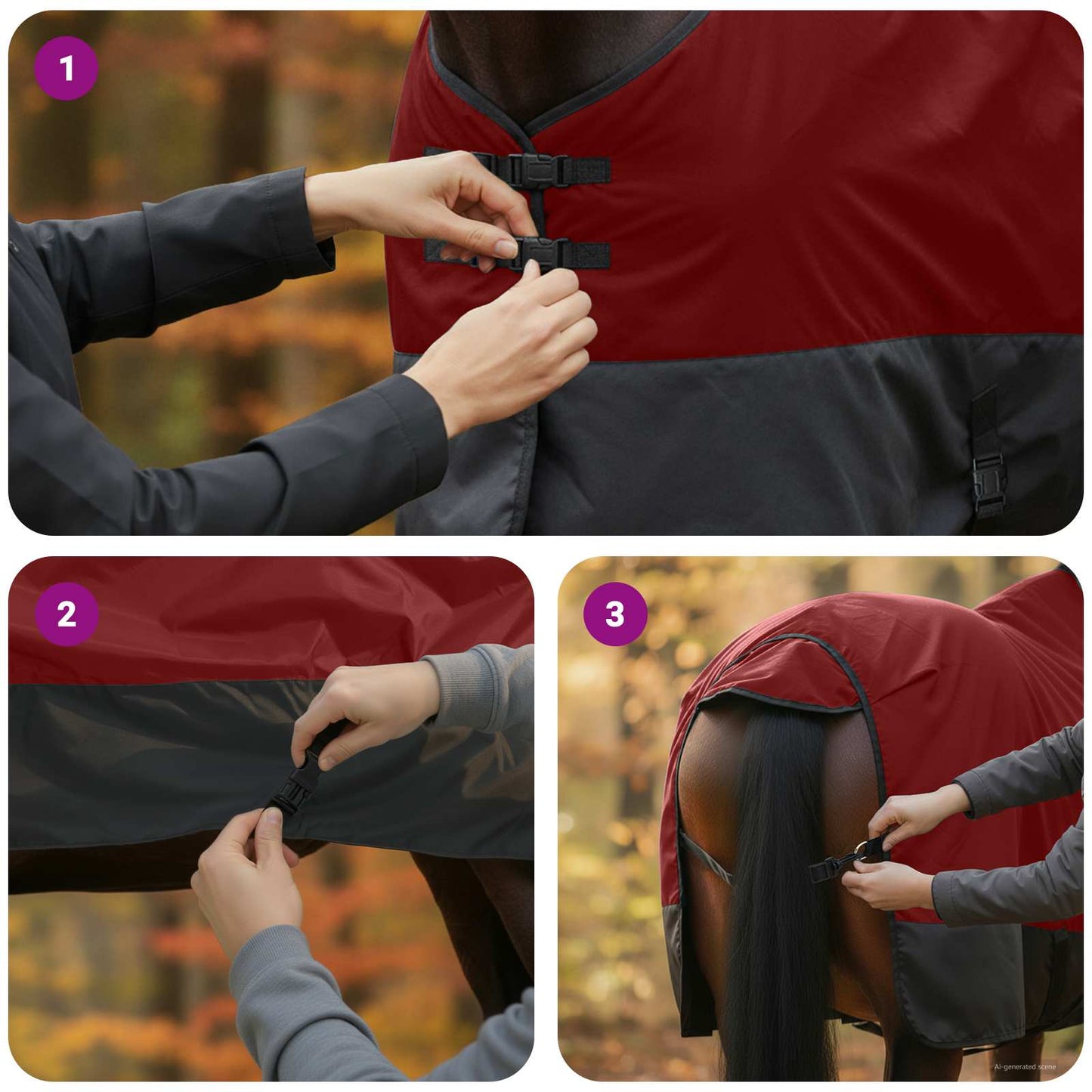 Pferdedecke Dunkelgrün und Schwarz 85 cm Polyester