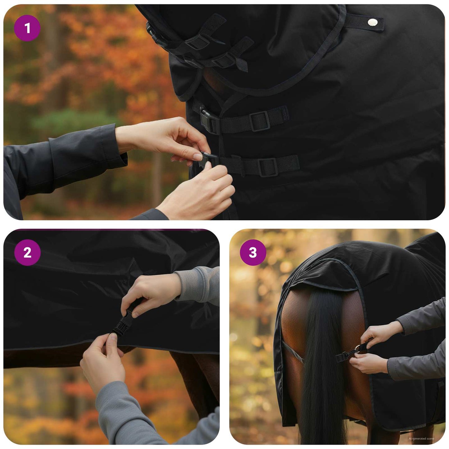 Pferdedecke Dunkelgrün und Schwarz 155 cm Polyester