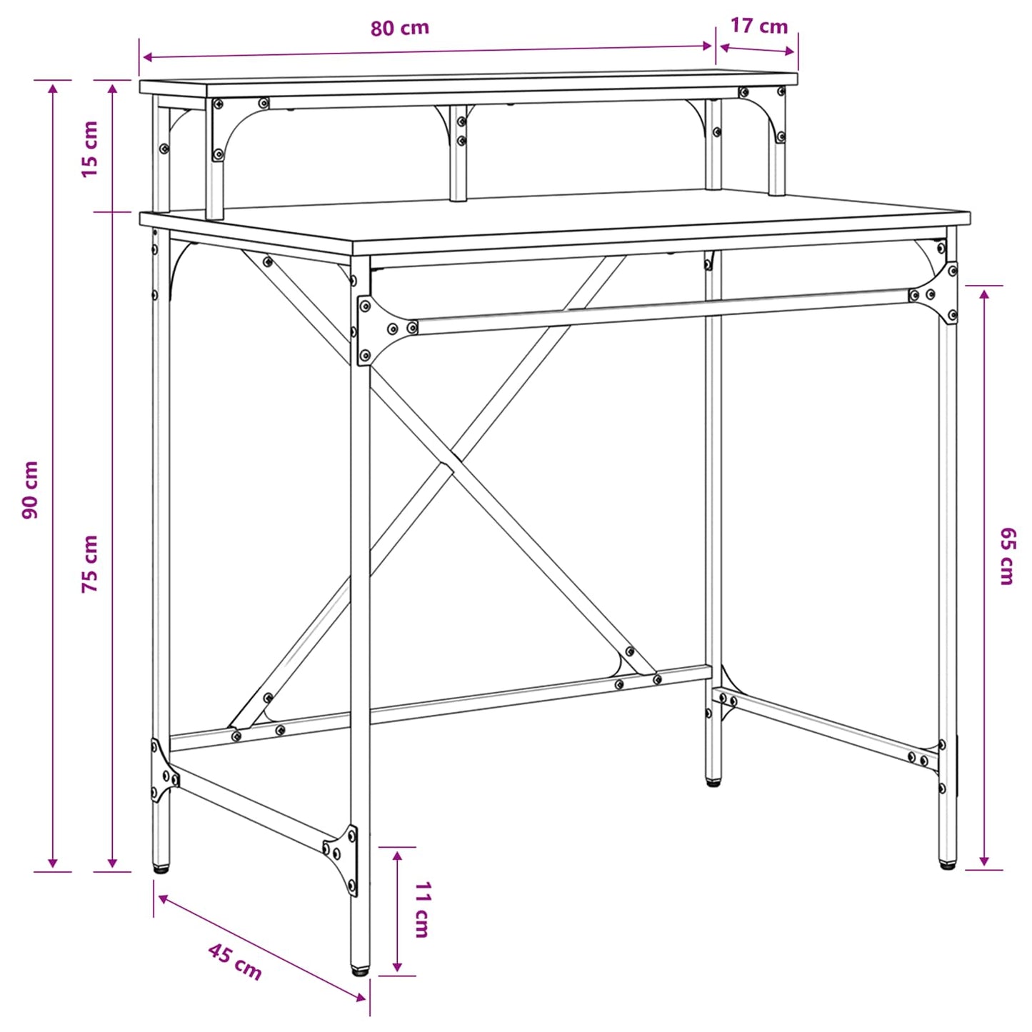 Schreibtisch Altholz 80 x 50 x 90 cm Holzwerkstoff