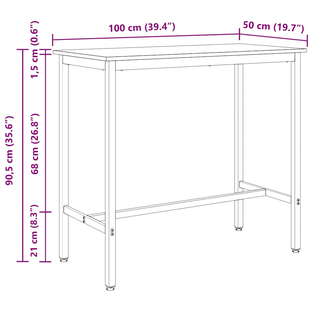 Tisch Sonoma-Eiche 100 x 50 x 90,5 cm Ingenieure Holz und Stahl