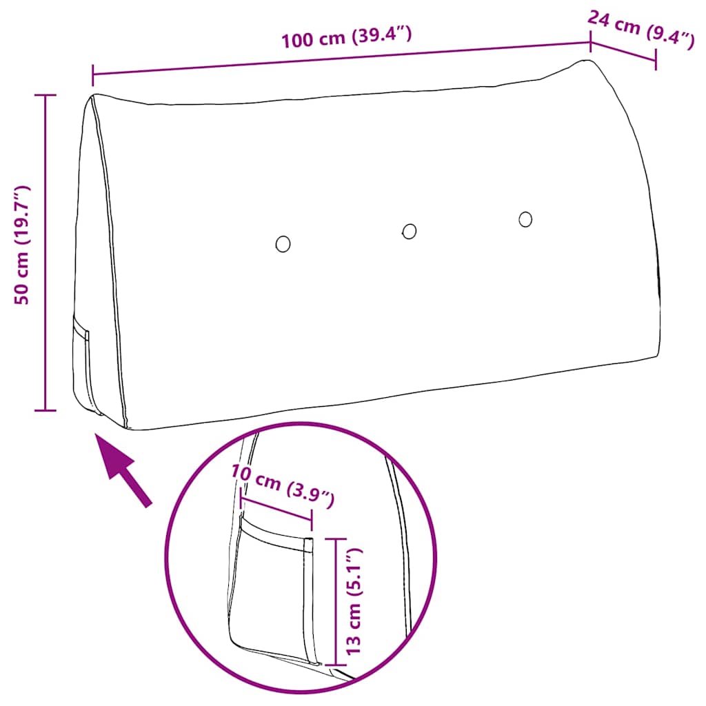 Rückenkissen Weinrot 100 x 24 x 50 cm Samt