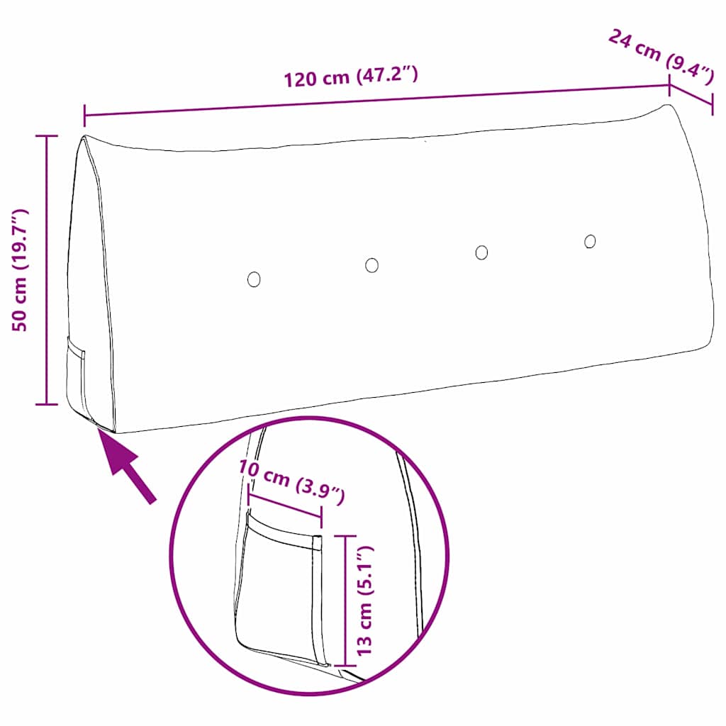 Rückenkissen Braun 120 x 24 x 50 cm Samt