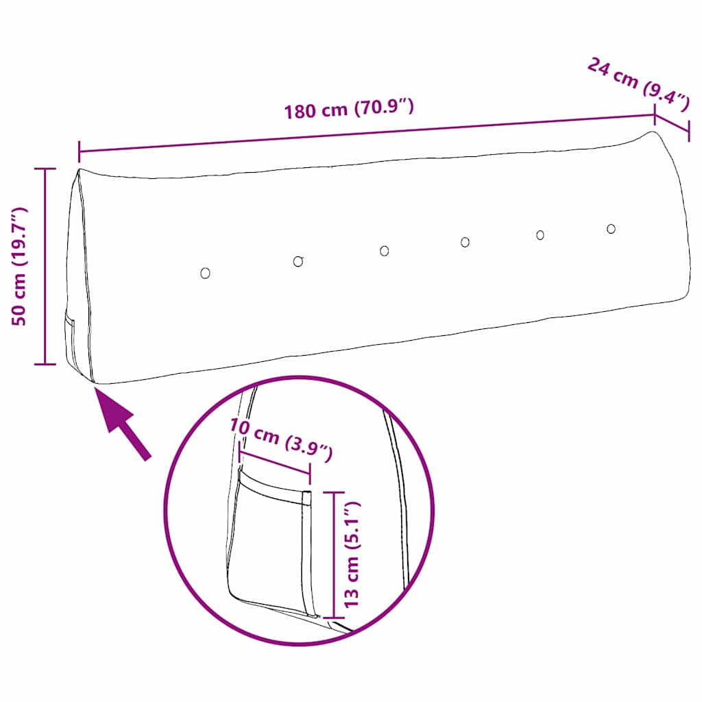 Rücken Kissen Blau 180 x 24 x 50 cm Samt