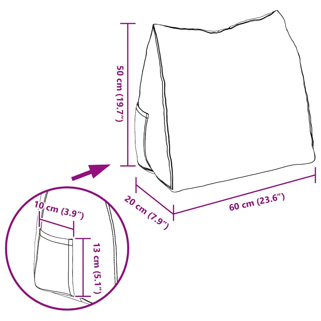 Rückenkissen Schwarz 60 x 20 x 50 cm Stoff