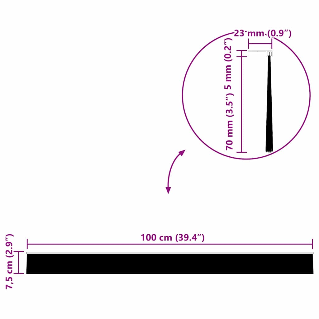 Selbstklebende Türbürstendichtungen 6 pcs Schwarz 100 cm