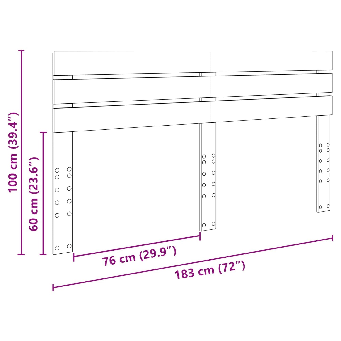 Kopfteil Schwarz Eichen-Optik 180 cm Holzwerkstoff