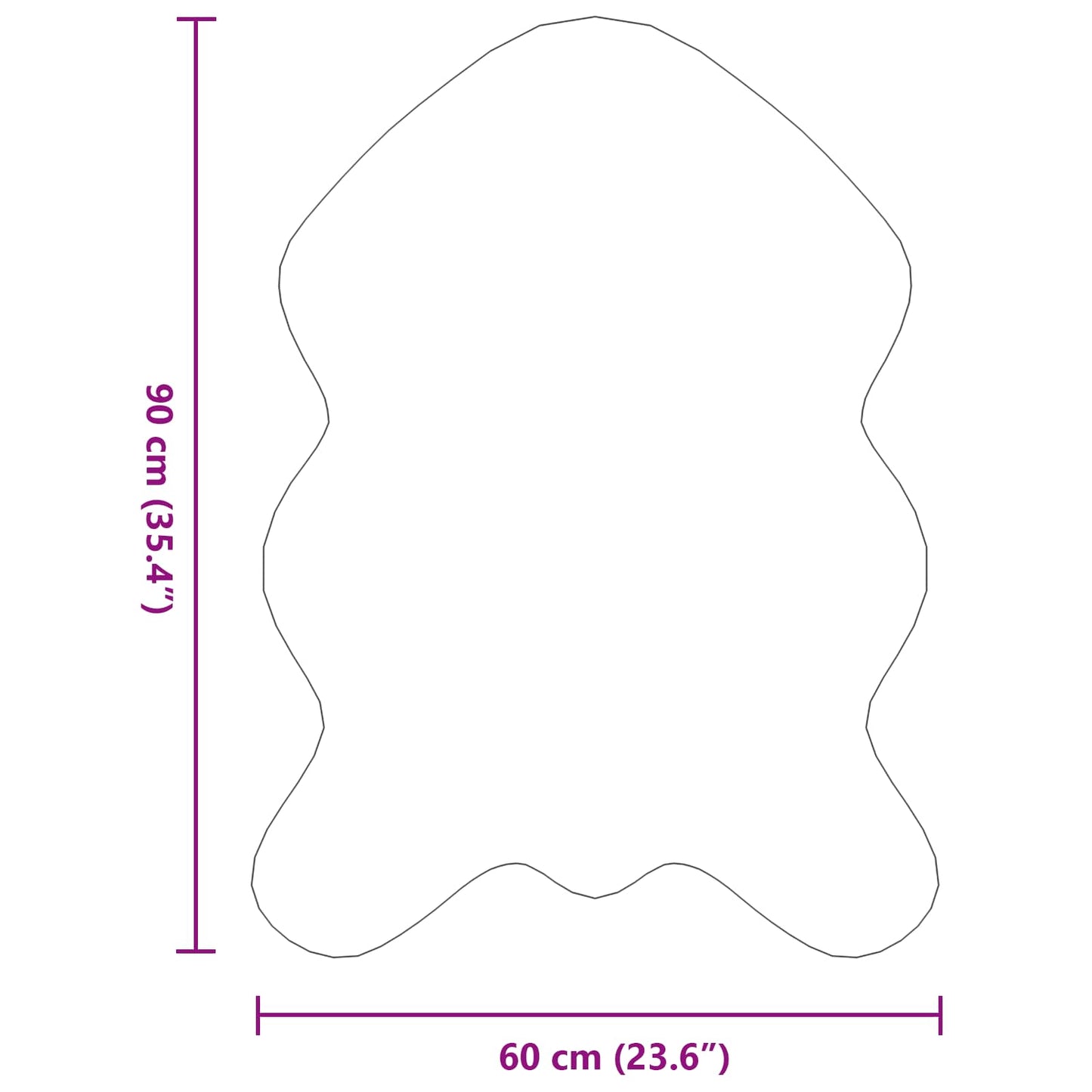 Rutschfester Kunstfellteppich Olite Grau 60 x 90 cm Polyester