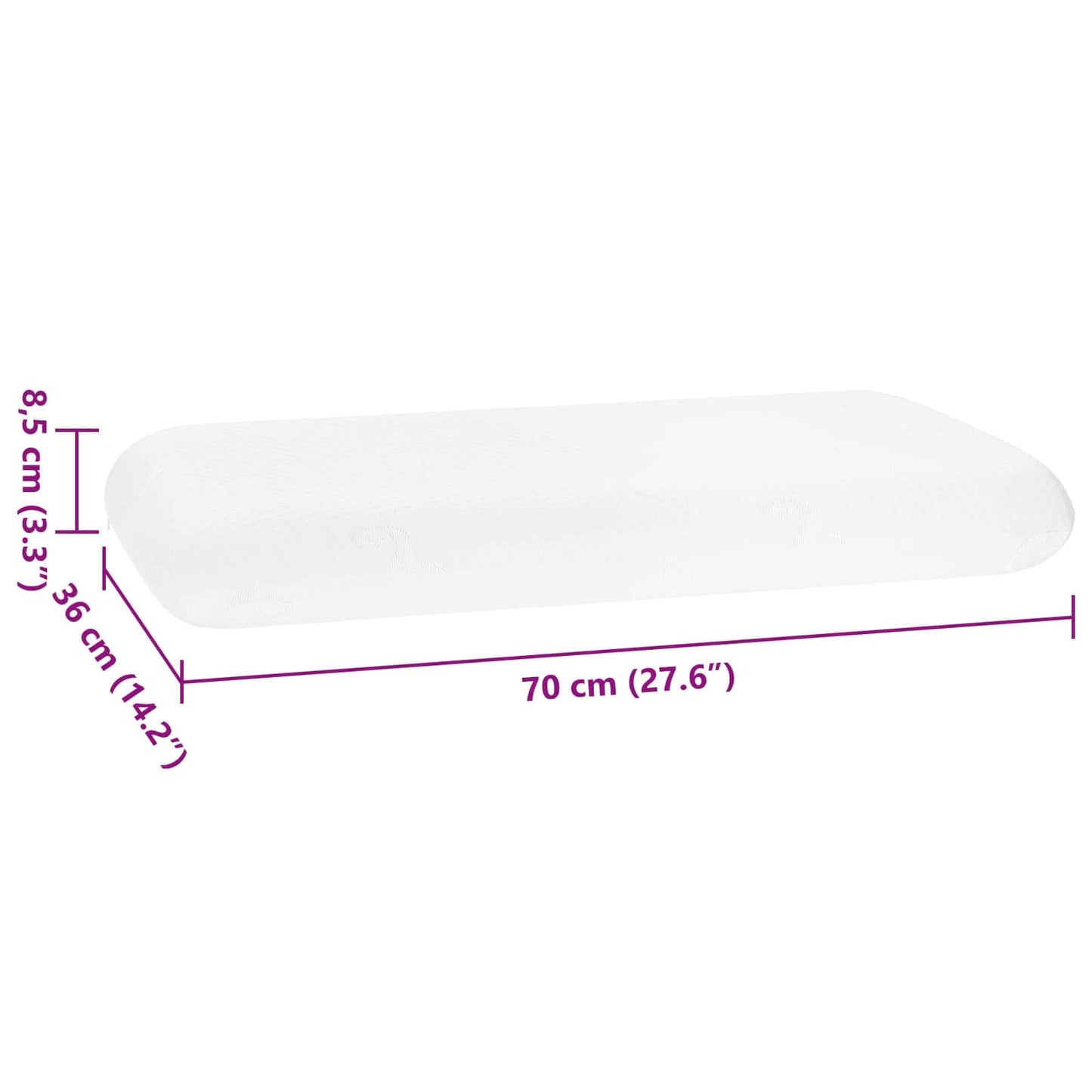 Schlafkissen Uni Weiß 70 x 36 x 13 cm Viscoschaum