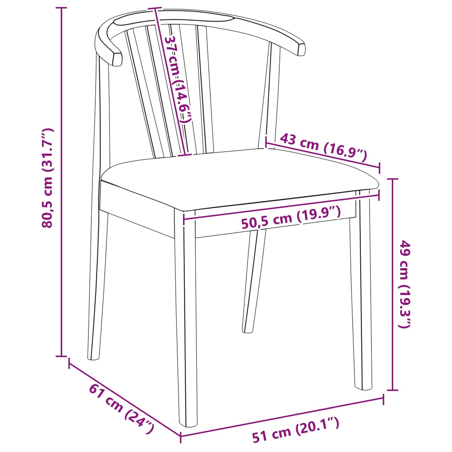Esszimmerstuhl 2 pcs Hellbraun und hell Solides Gummiholz