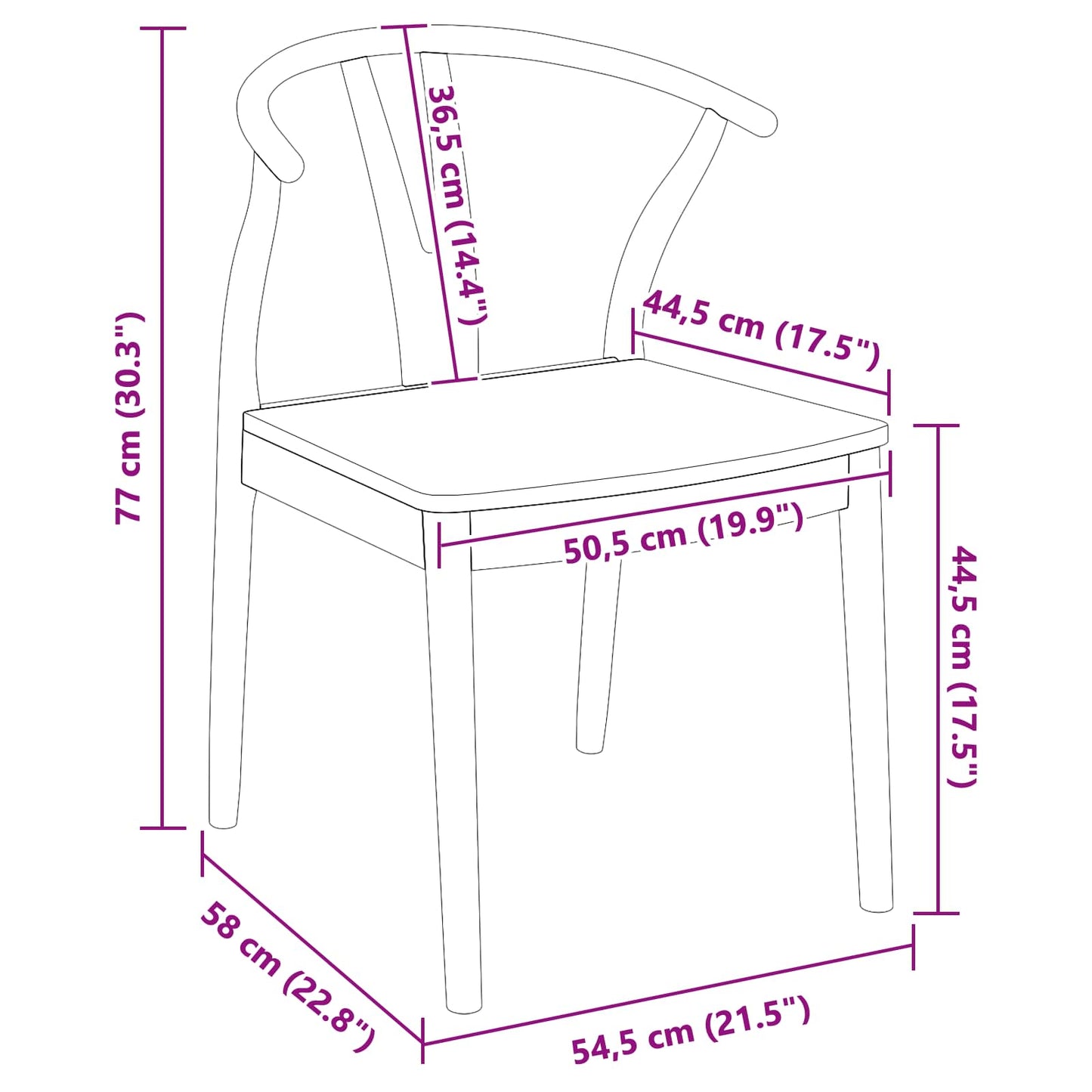Esszimmerstuhl 2 pcs Weiß und Weiß Massives Gummiholz