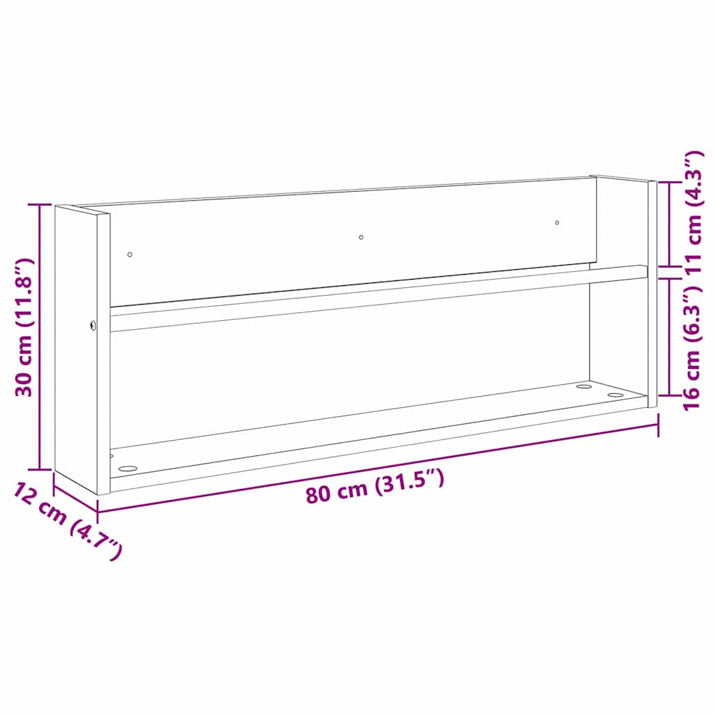 Magazinregal 2 pcs Altholz 80 x 12 x 30 cm Holzwerkstoff