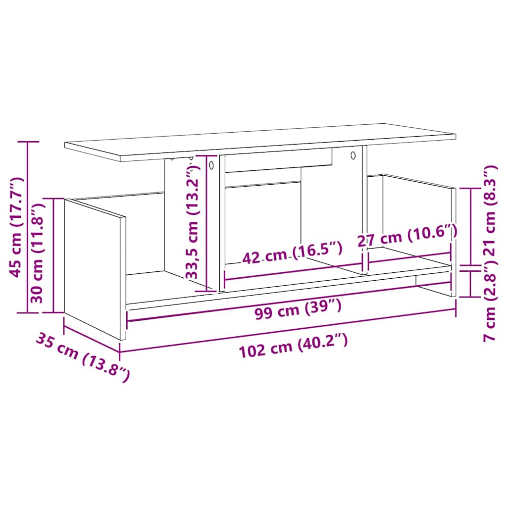 TV-Ständer Altholz 102 x 35 x 45 cm Holzwerkstoff