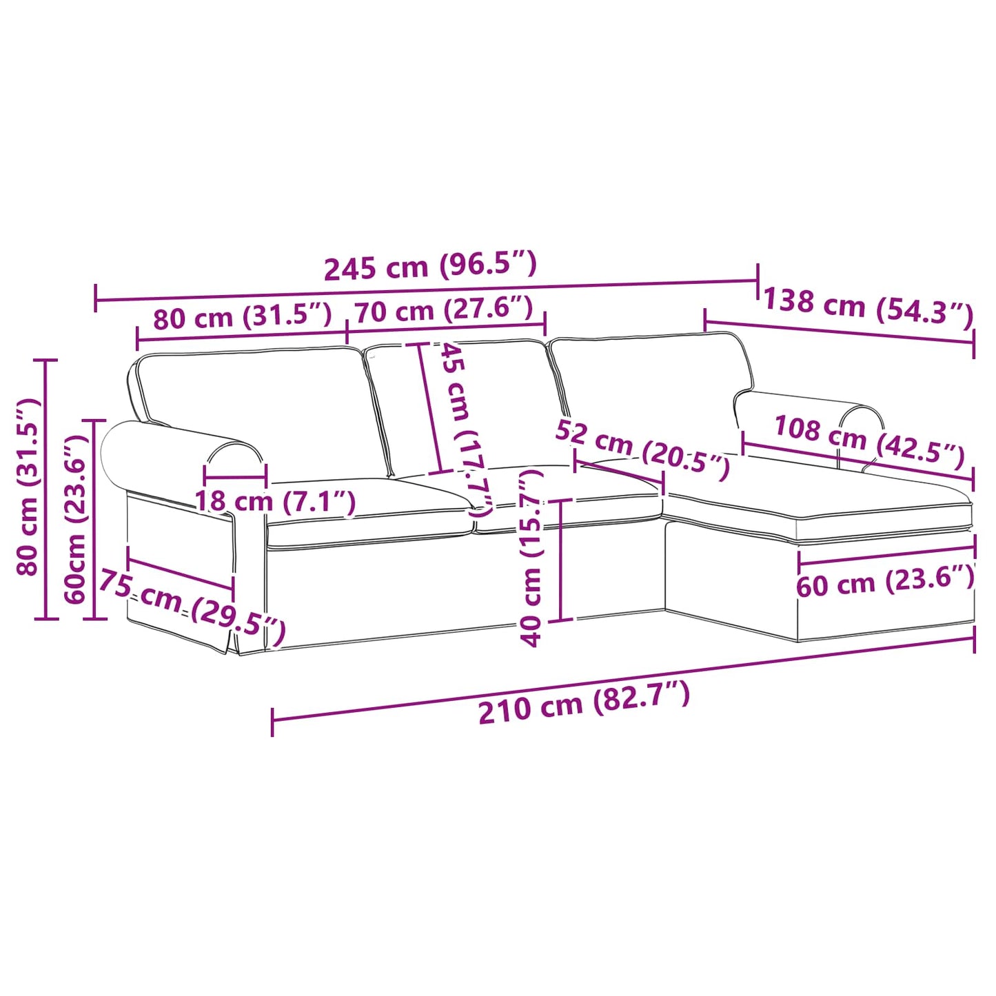Sofa Hellgrau 215 x 138 x 80 cm Stoff