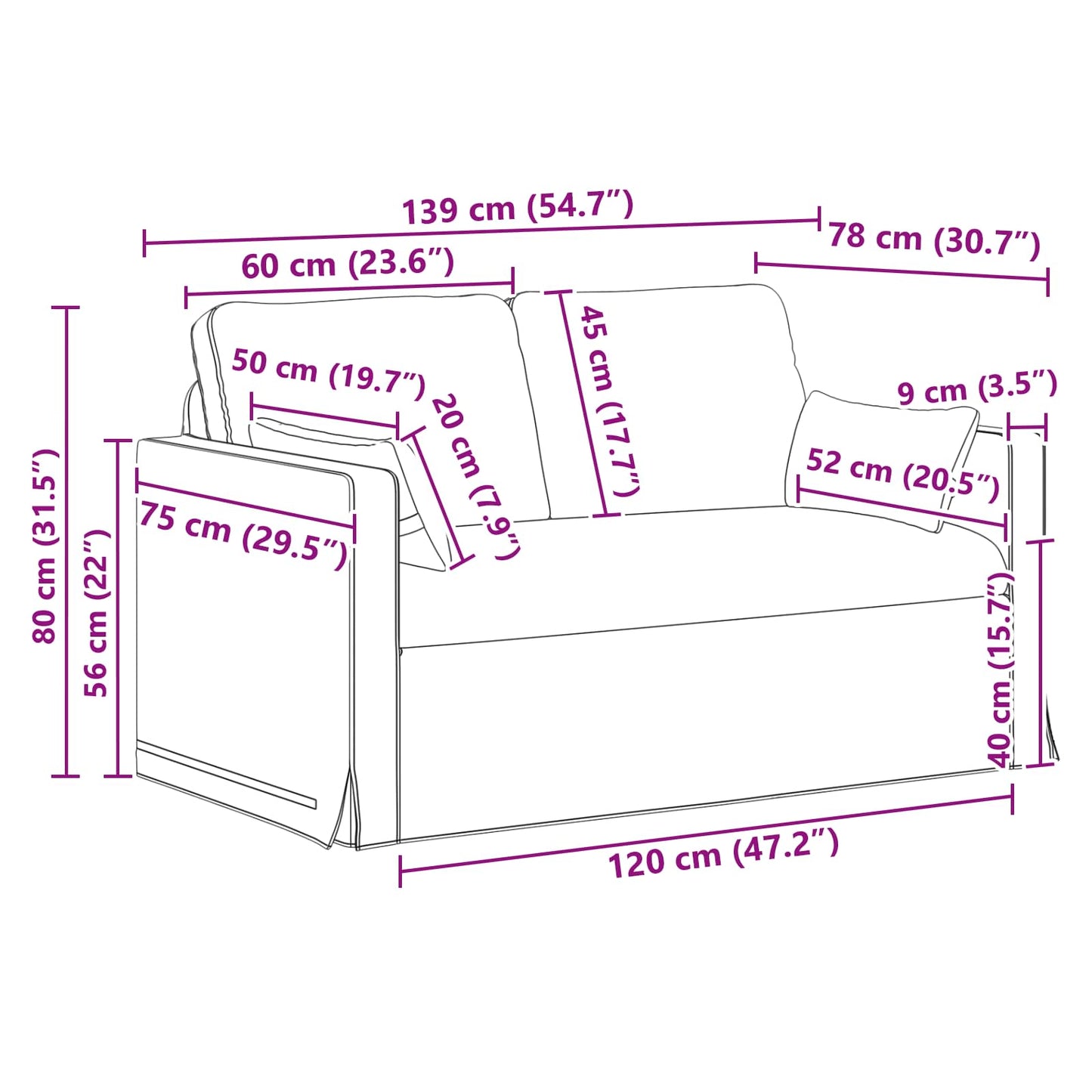 Sofa Hellgrau 139 x 78 x 80 cm Stoff