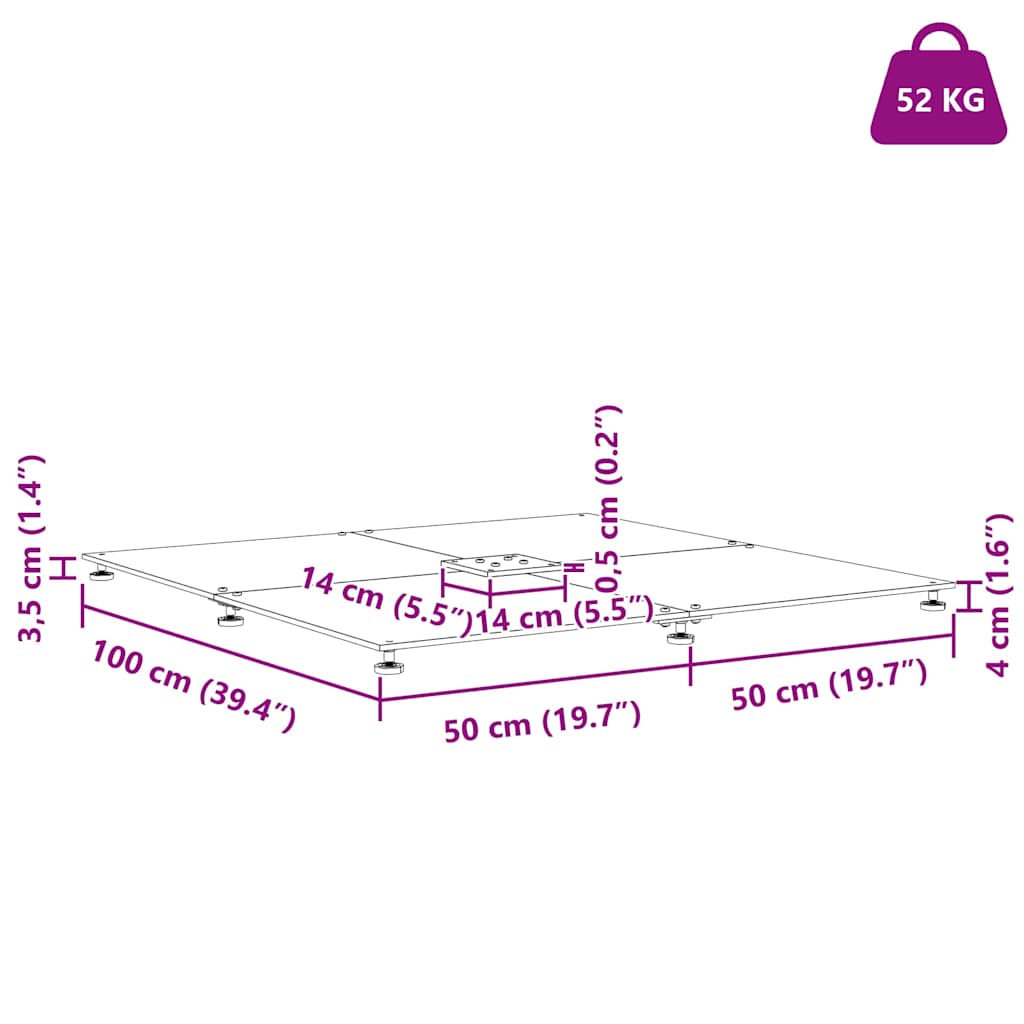 Sonnenschirmständer Dunkelgrau Holzlook 100 x 100 x 4 cm Stahl