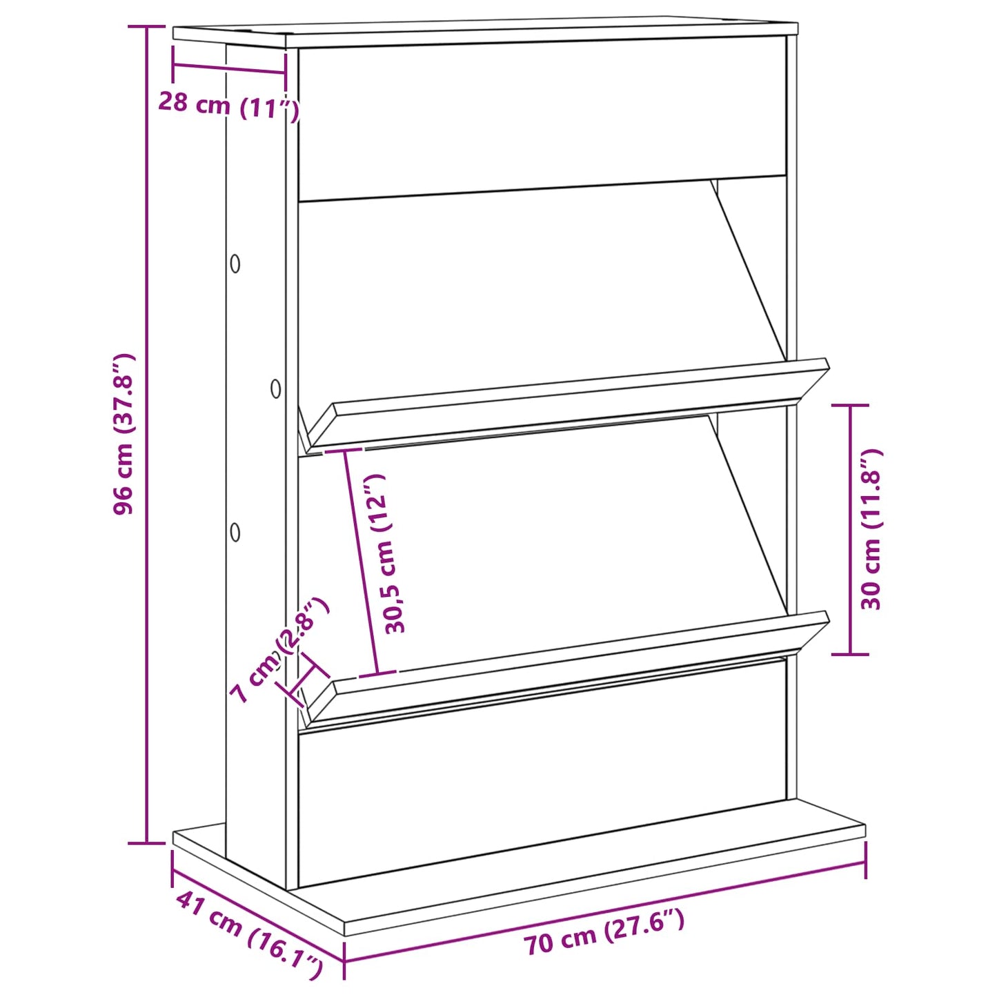 Magazinregal Sonoma-Eiche 70 x 41 x 96 cm Holzwerkstoff