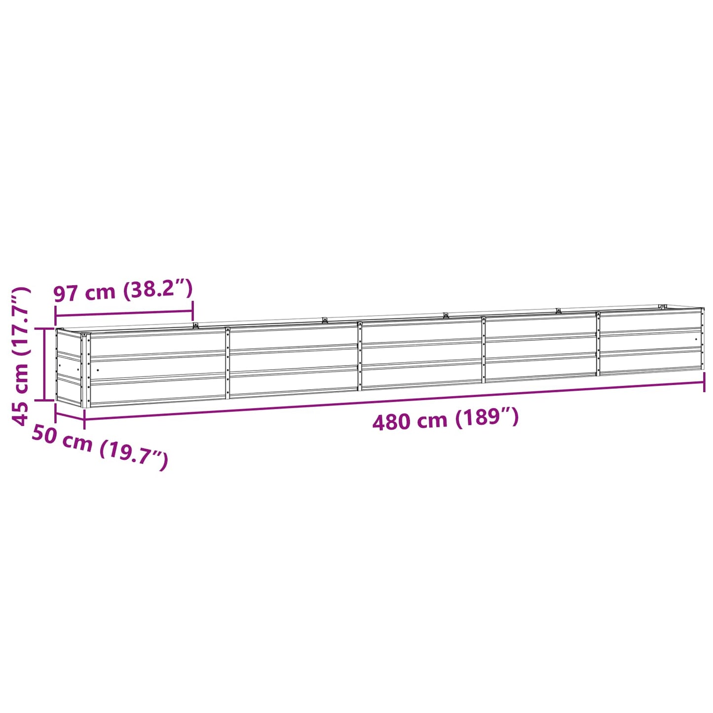 Pflanzkübel Elfenbein 480 x 50 x 45 cm Verzinkter Stahl
