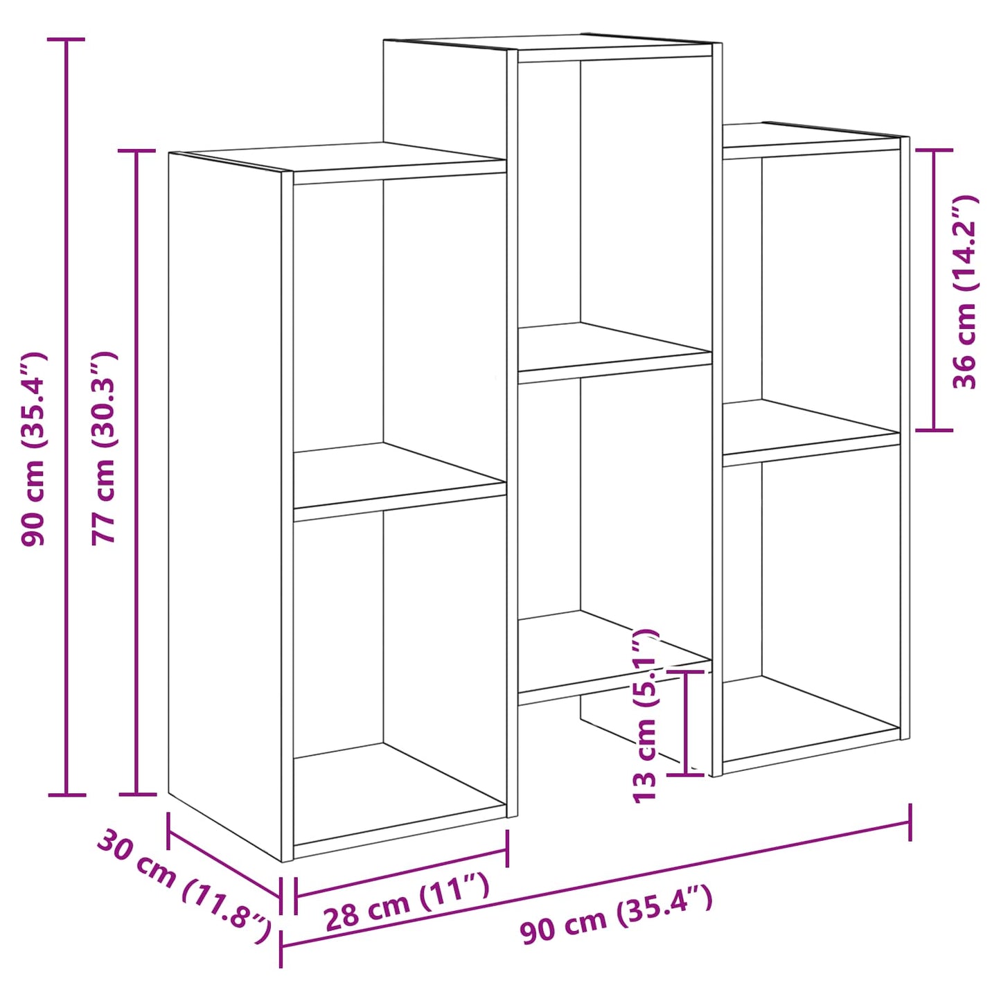 Sideboard Weiß 90 x 30 x 90 cm
