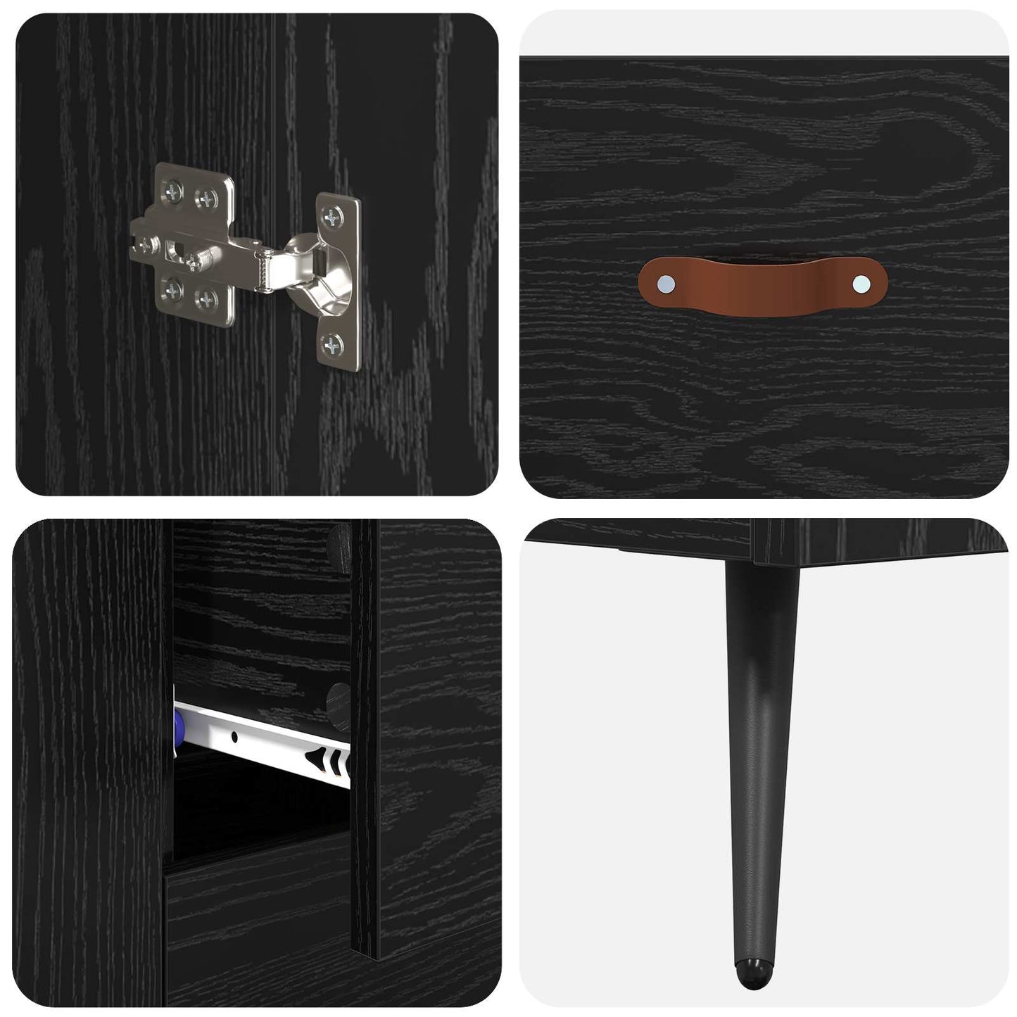 Highboard Schwarz Eichen-Optik 69,5 x 34 x 180 cm Holzwerkstoff