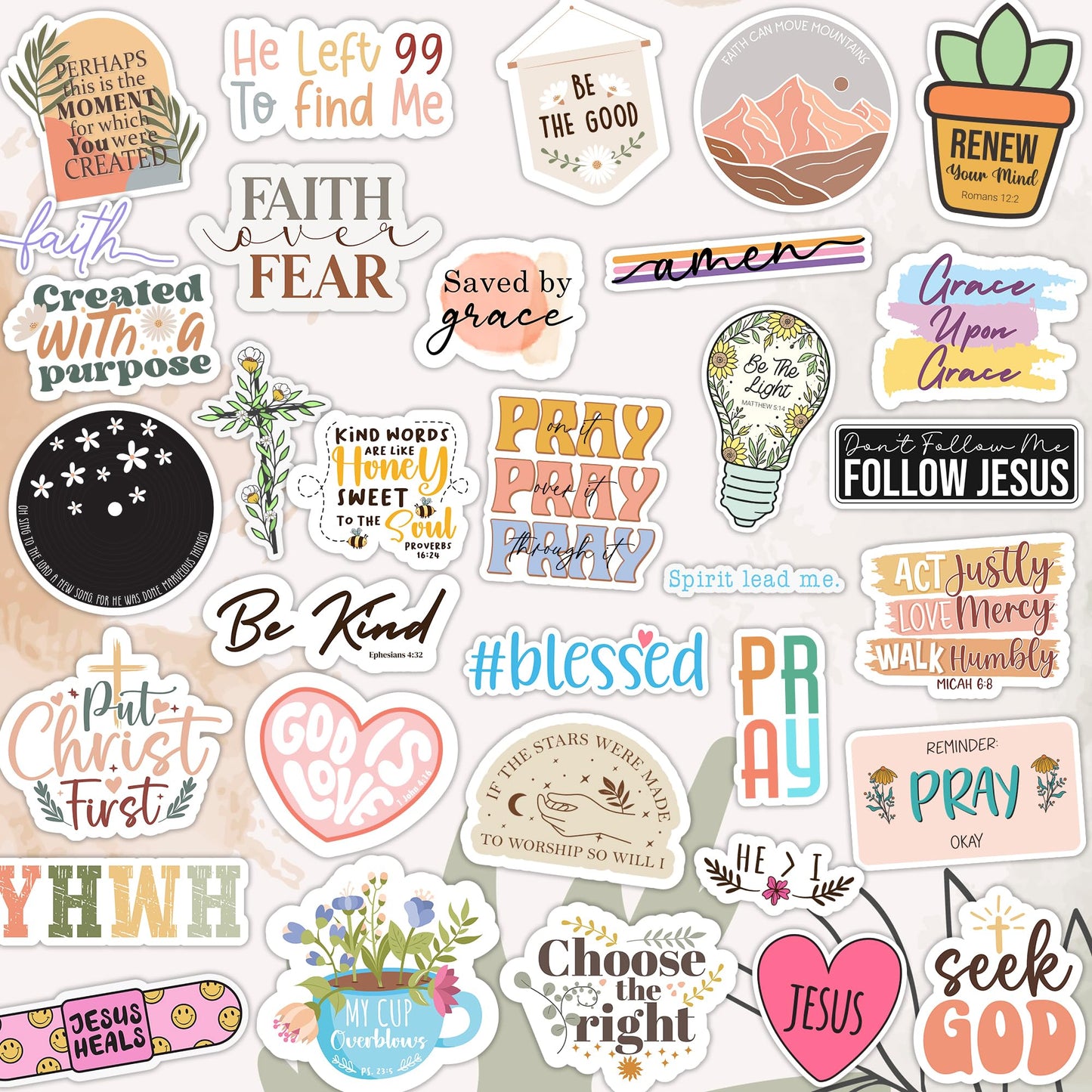 Puraesla 123 PCS Christian Bible Verse Stickers - Scripture Inspiring Journaling & Religious Study Decals for Water Bottles, Laptops, Notebooks - Vinyl Waterproof