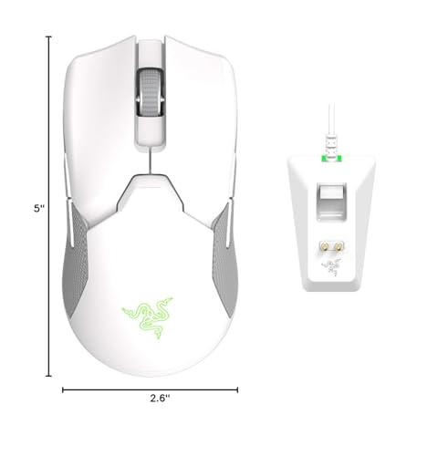 Razer Viper Ultimate Lightweight Wireless Gaming Mouse & RGB Charging Dock: Hyperspeed Wireless Technology - 20K DPI Optical Sensor - 74g Lightweight - 70 Hr Battery - Mercury White