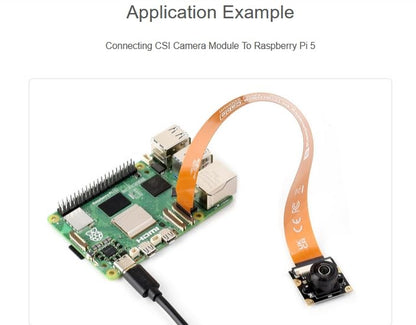 Offizielles flexibles CSI-FPC-Kabel, kompatibel mit Raspberry Pi 5, 22-polig auf 15-polig, geeignet für CSI-Kameramodule, 500 mm / 50 cm / 1,64 Fuß