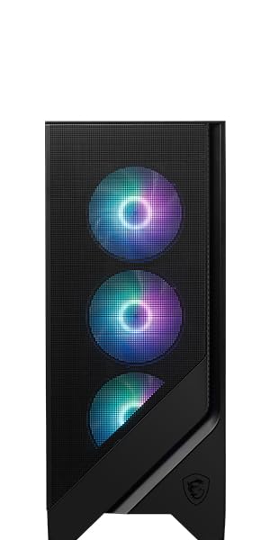 MSI MAG Forge 321R Airflow - Premium Mid-Tower Gaming PC Case - Tempered Glass Side Panel - ARGB 120mm Fans - Liquid Cooling Support up to 360mm Radiator - Vented Front Panel