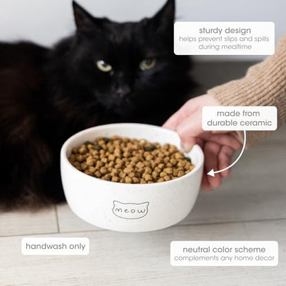 Birnenförmige Keramikschüssel, Fassungsvermögen: 2 Tassen, niedliches, schnurrbartfreundliches Geschirr mit Katzenmotiv, rutschfest, mikrowellen- und spülmaschinengeeignet, klein/mittel 