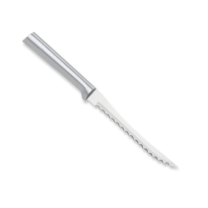 RADA Cutlery Tomato Slicer Knife (R126), 5" Stainless Steel Hollow Ground Serrated Blade, Made in USA, Silver Handle