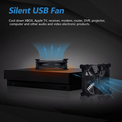 Quiet 80mm USB Fan, 5V USB Portable Cooling Fan for Flat Panel Xbox DVR PlayStation Router TV Receiver Computer Cabinet Cooler