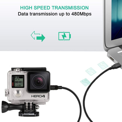 Mini USB Cable for GoPro Hero 4, 3, 2, 1-3ft Camera Data Sync and Charging Cord, USB A to Mini B Fast Charger Cord for Gopro Hero 3+ Silver Black White